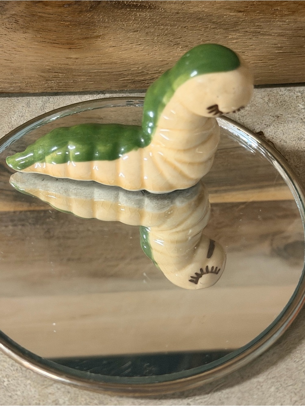 Vintage 1950s ceramic worm with lashes